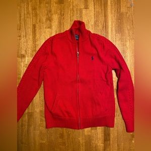 Ralph Lauren Sport- Red Knit Cotton Zip Sweater